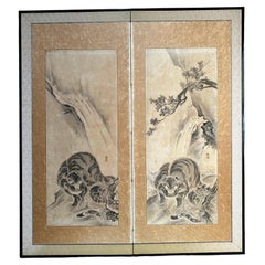 Biombo de Tigre de la Escuela de Nagasaki del Siglo XVIII
