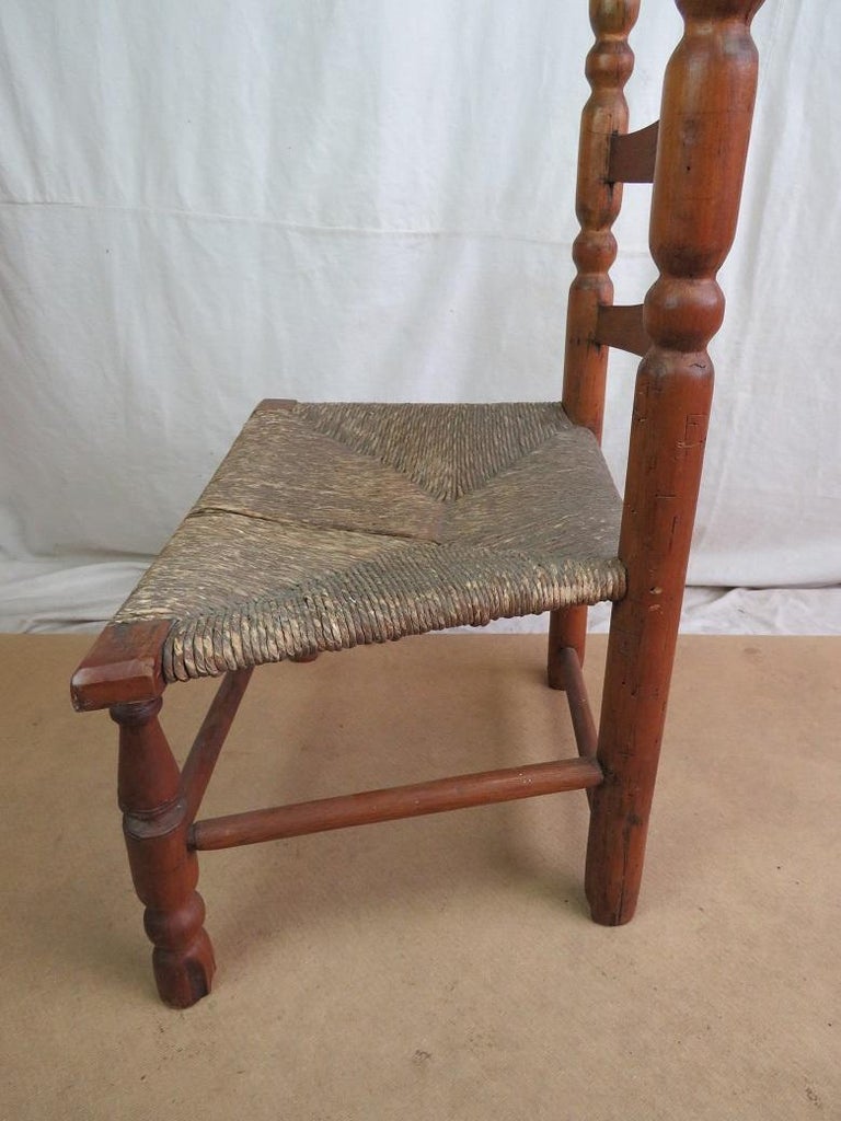 American 18th Century Nantucket Fireside Ladder Back Side Chair, circa 1780 For Sale