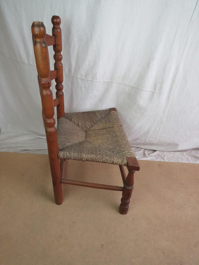 American 18th Century Nantucket Fireside Ladder Back Side Chair, circa 1780 For Sale