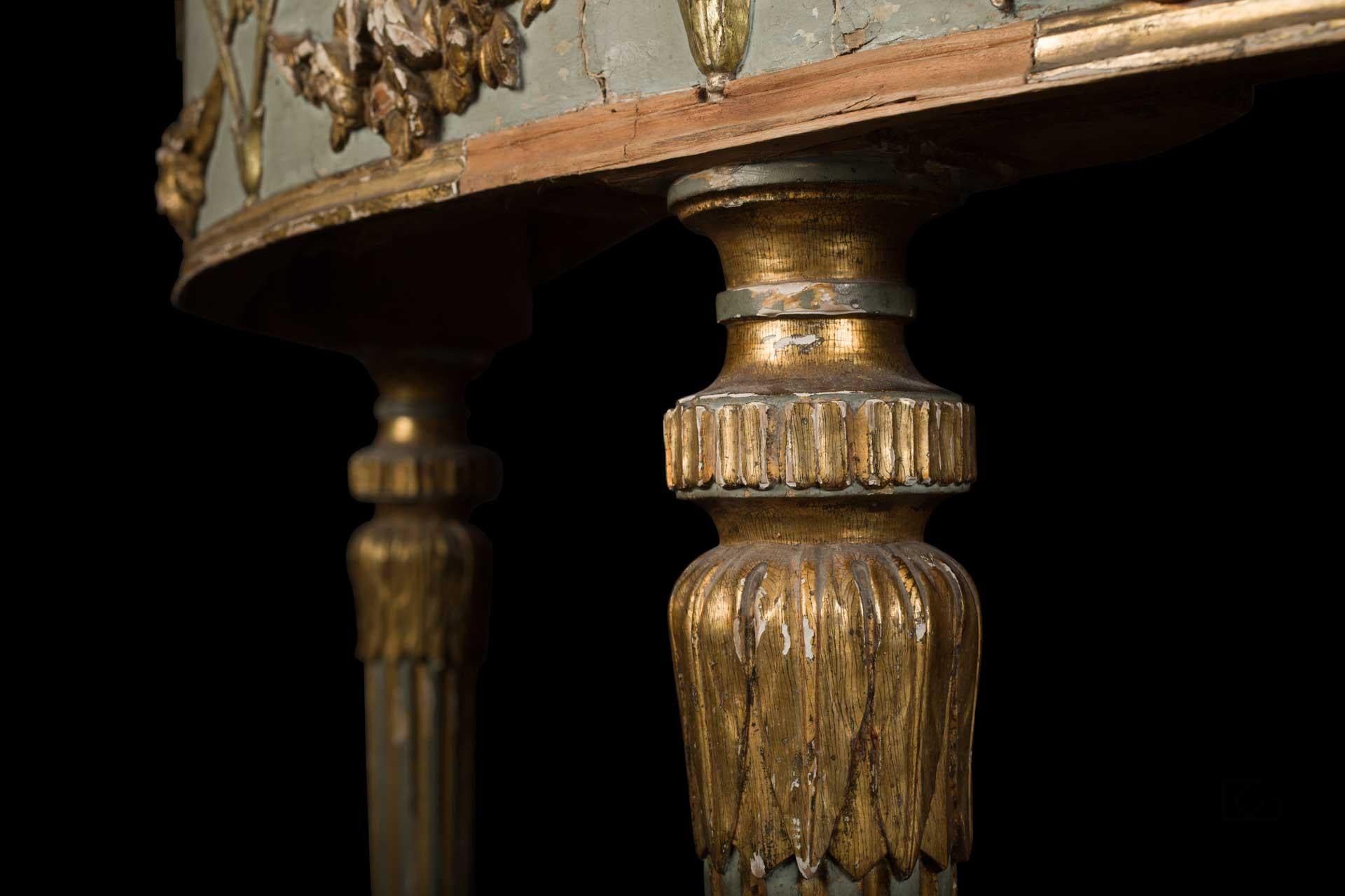 Louis XVI 18th Century Naples Consoles in gilded and lacquered wood For Sale