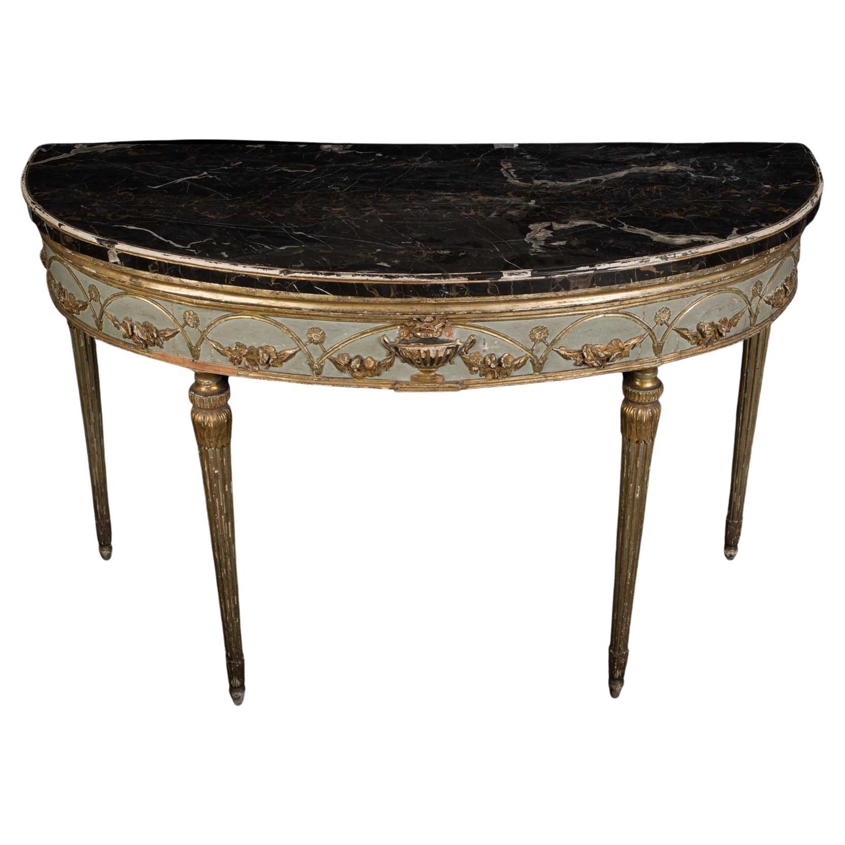 18th Century Naples Consoles in gilded and lacquered wood For Sale