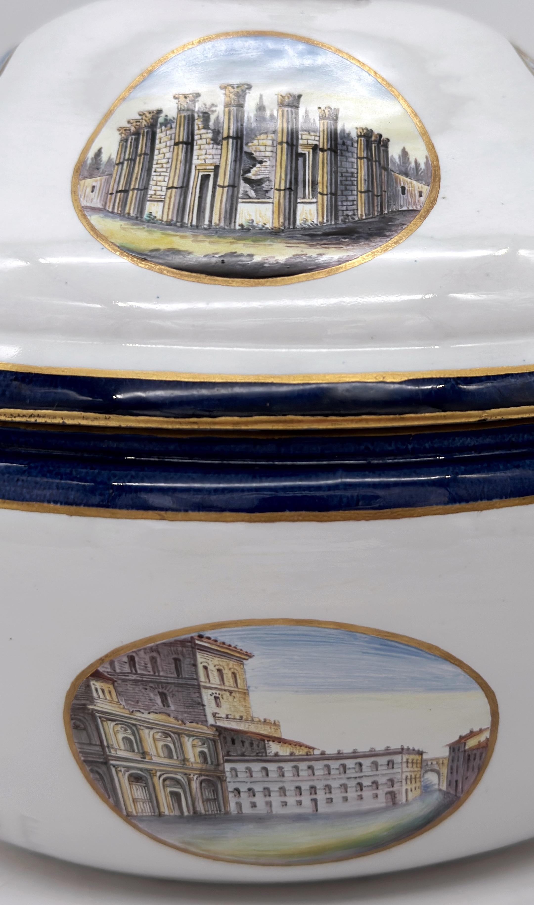 Soupière topographique Grand Tour du 18e siècle en porcelaine de Naples en vente 4
