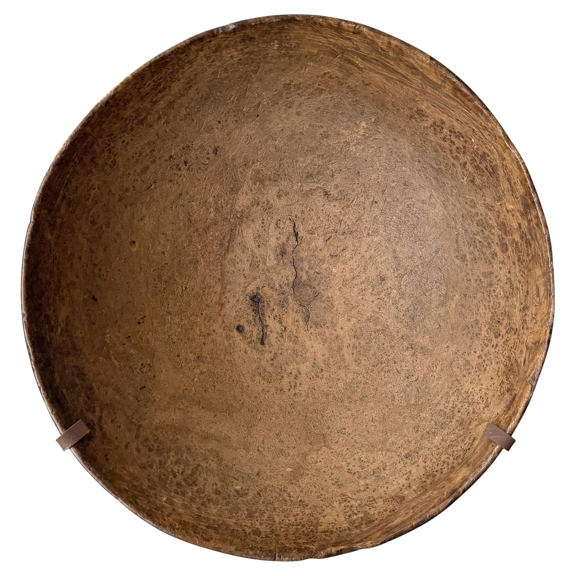 18th Century Native American Burled Ash Bowl on Custom Wall Mount For Sale