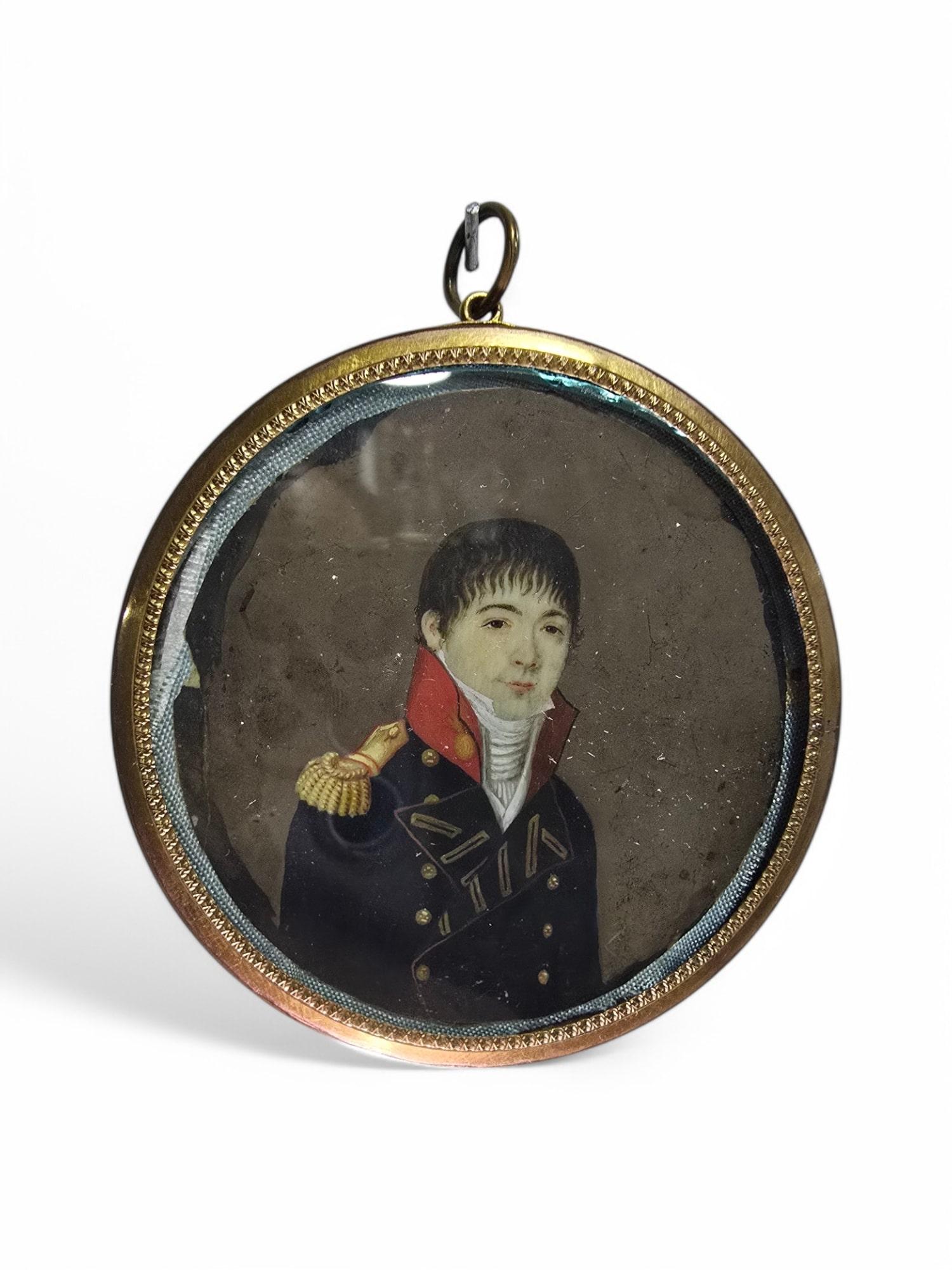 18th-Century Naval Officer Oil Portrait Miniature For Sale 2