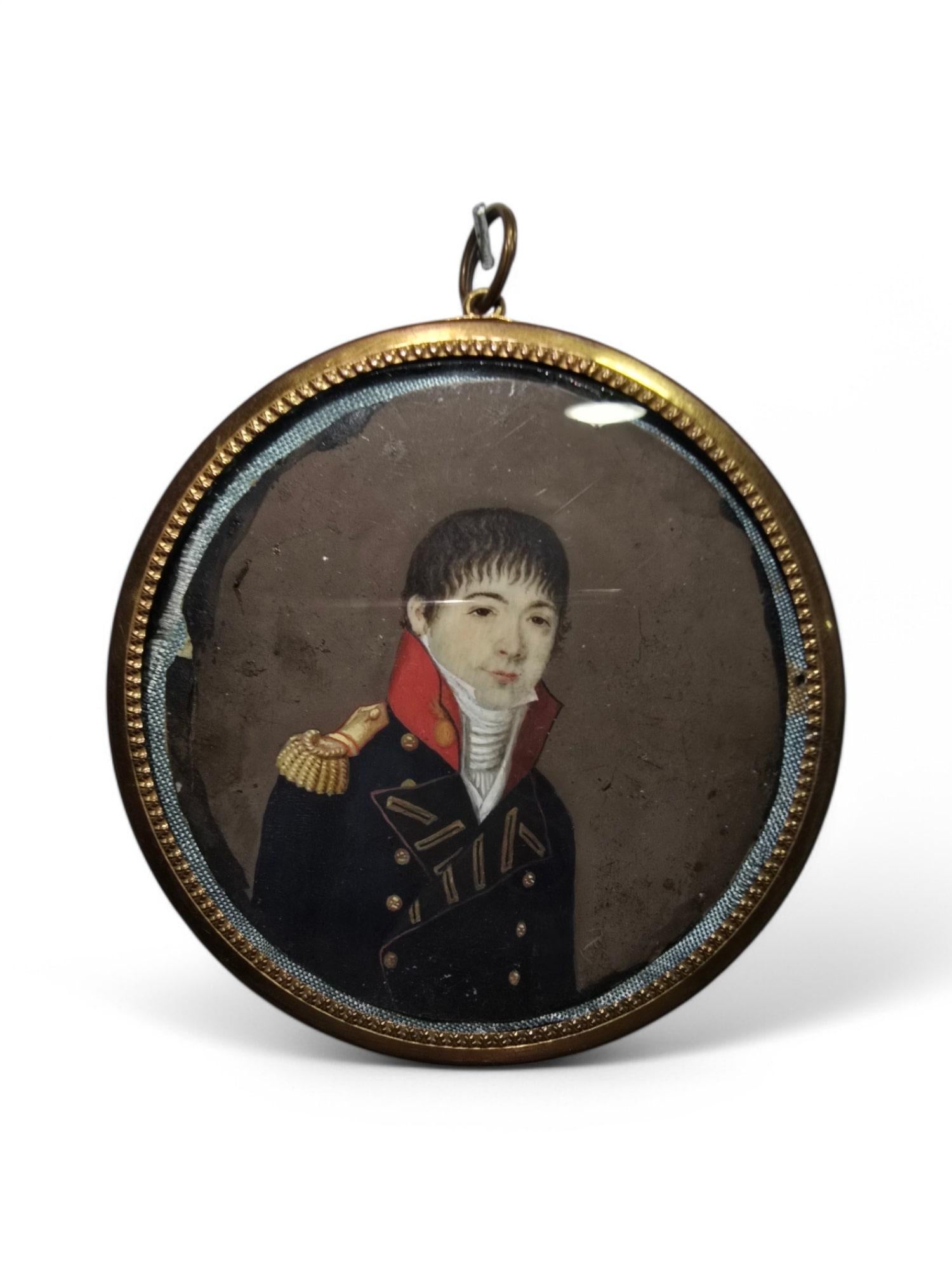18th-Century Naval Officer Oil Portrait Miniature For Sale 3