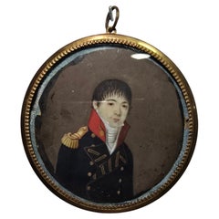 18th-Century Naval Officer Oil Portrait Miniature