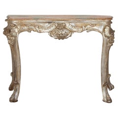 18th Century Neapolitan Carved and Silver Gilt Console Table Antique 18th Century Neapolitan Carved and Silver Gilt Console Table