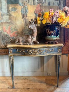 18th-Century Neapolitan Carved Wood and Ochre-Yellow Marble Console