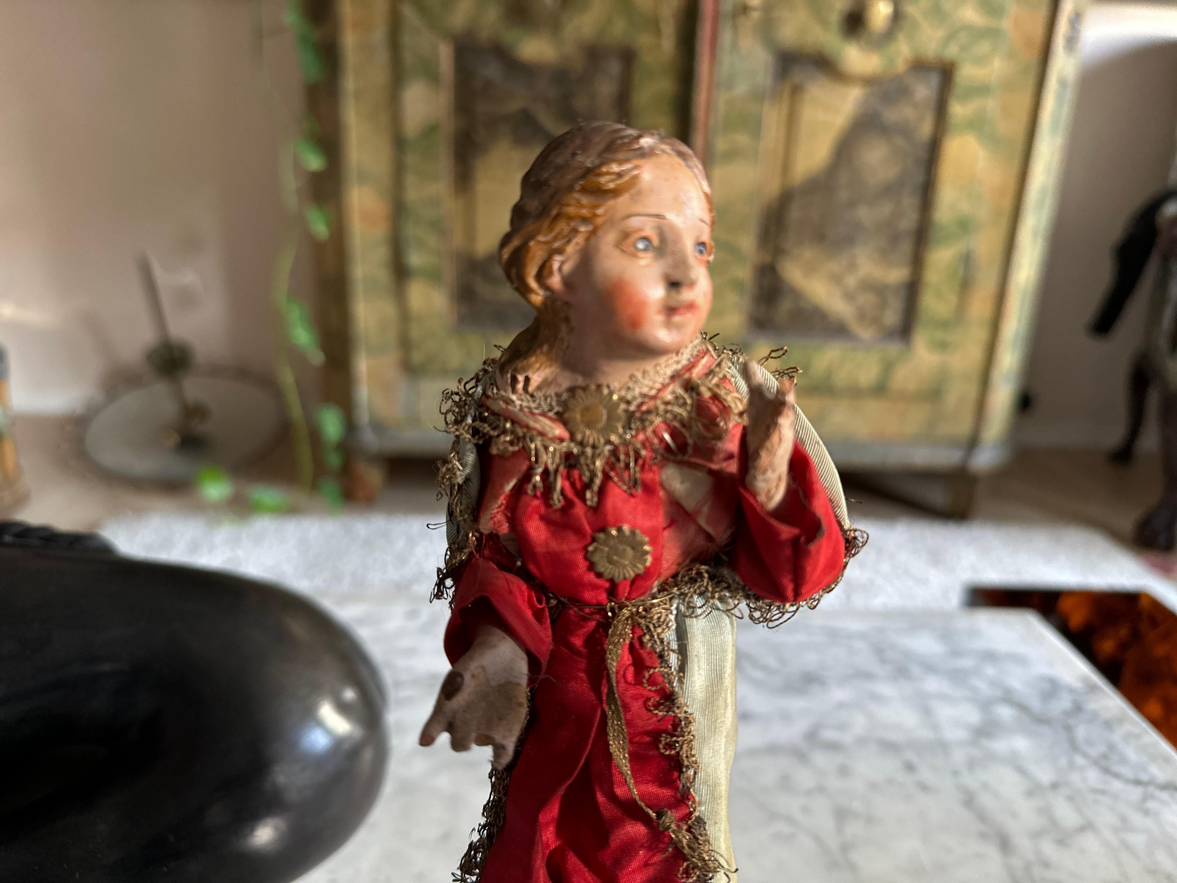 Figura del presepe napoletano del XVIII secolo con abiti originali 10