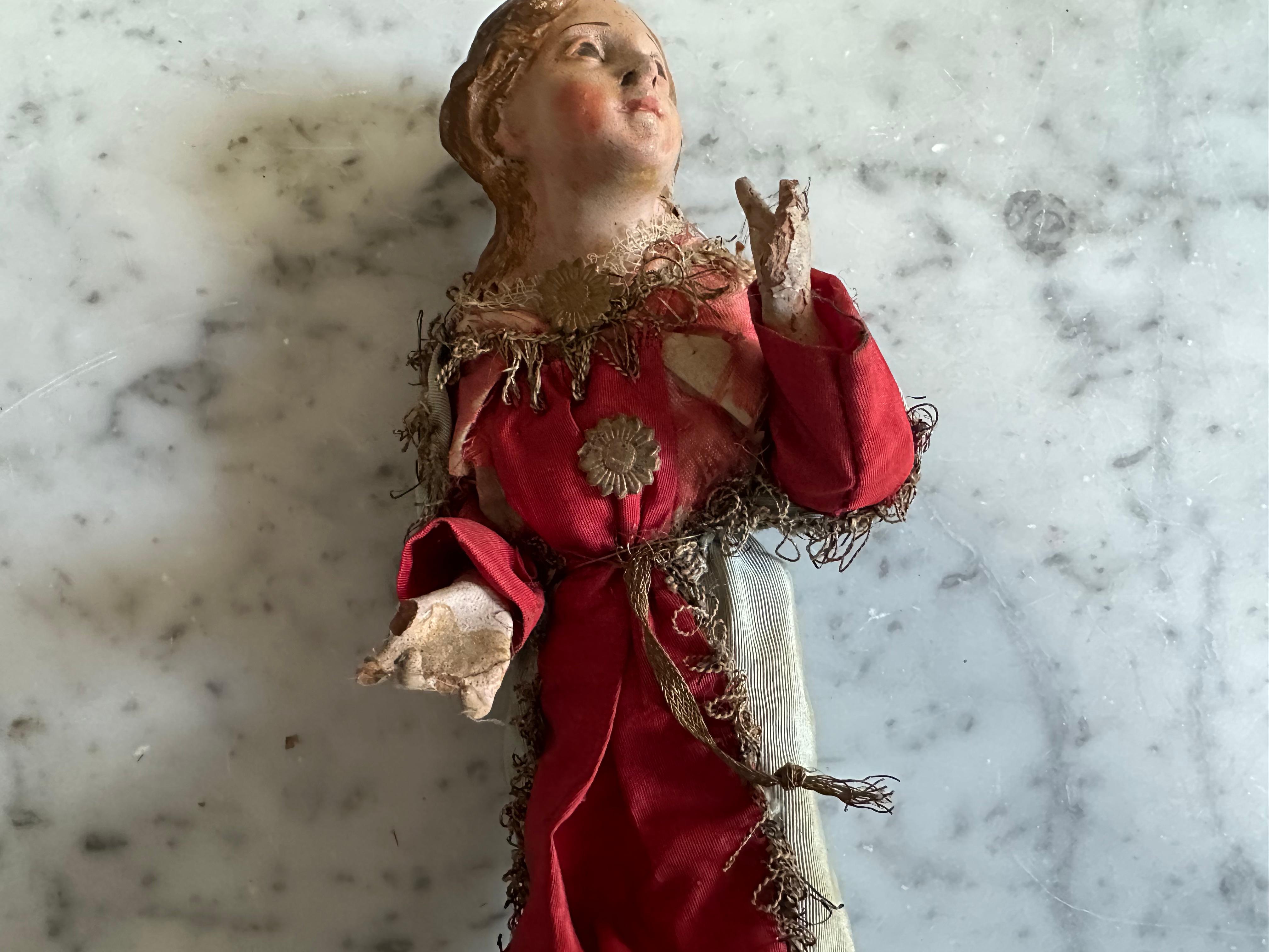Italiano Figura del presepe napoletano del XVIII secolo con abiti originali