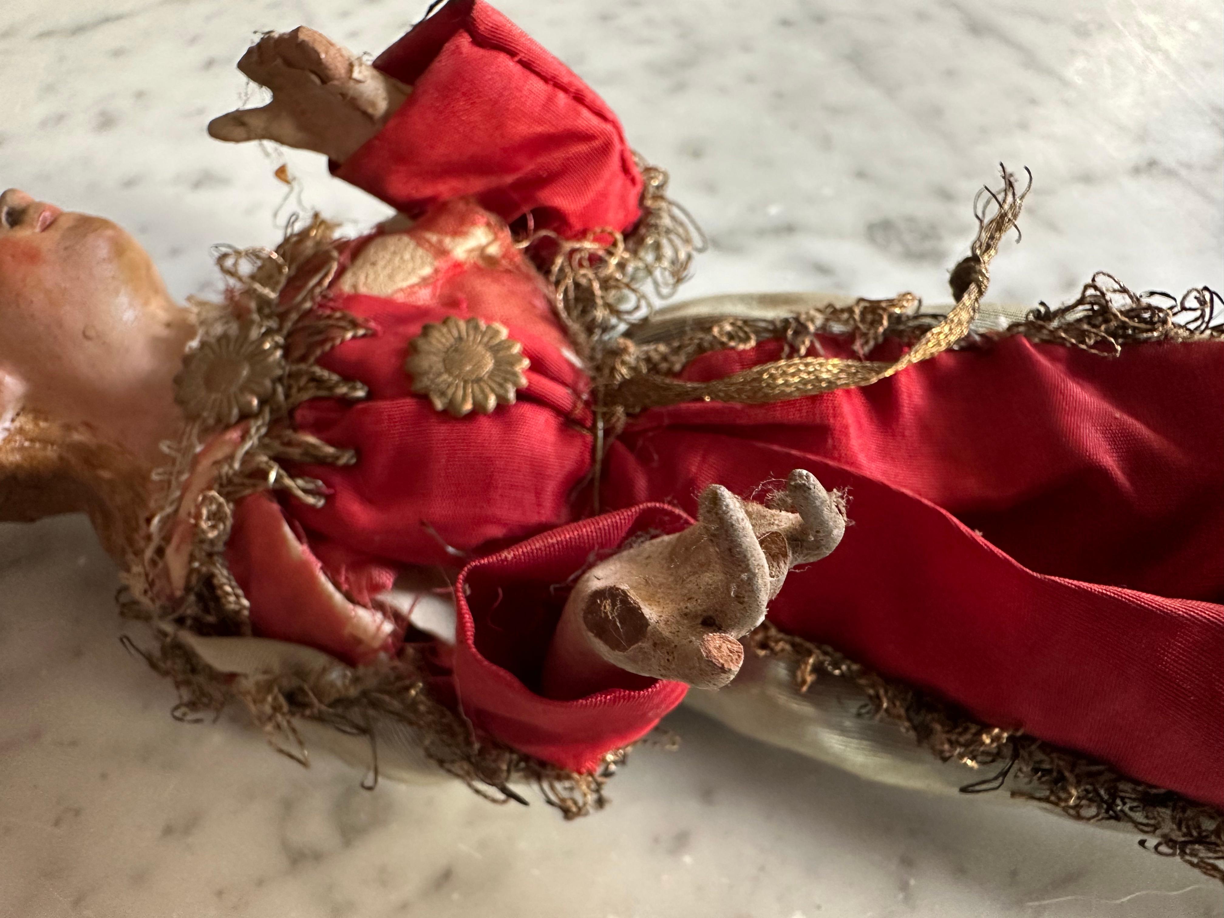 Tessuto Figura del presepe napoletano del XVIII secolo con abiti originali