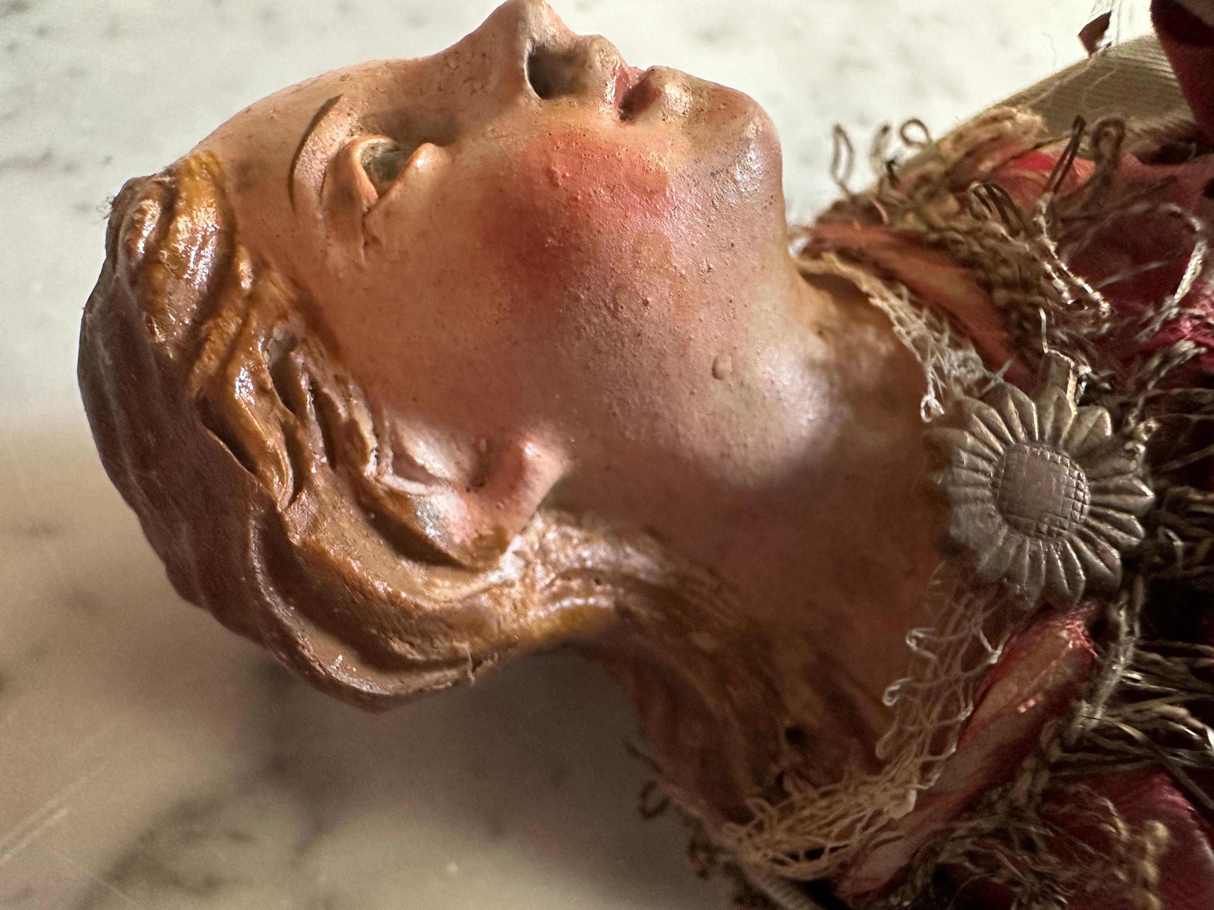 Figura del presepe napoletano del XVIII secolo con abiti originali 2