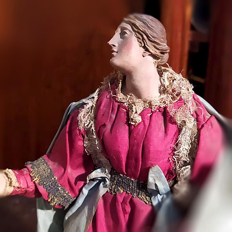 Figura de Santa Ana del Santo Presepio napolitano de terracota del siglo XVIII Italiano en venta