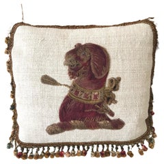 Antique 18th Century Needlework Dog Cushion