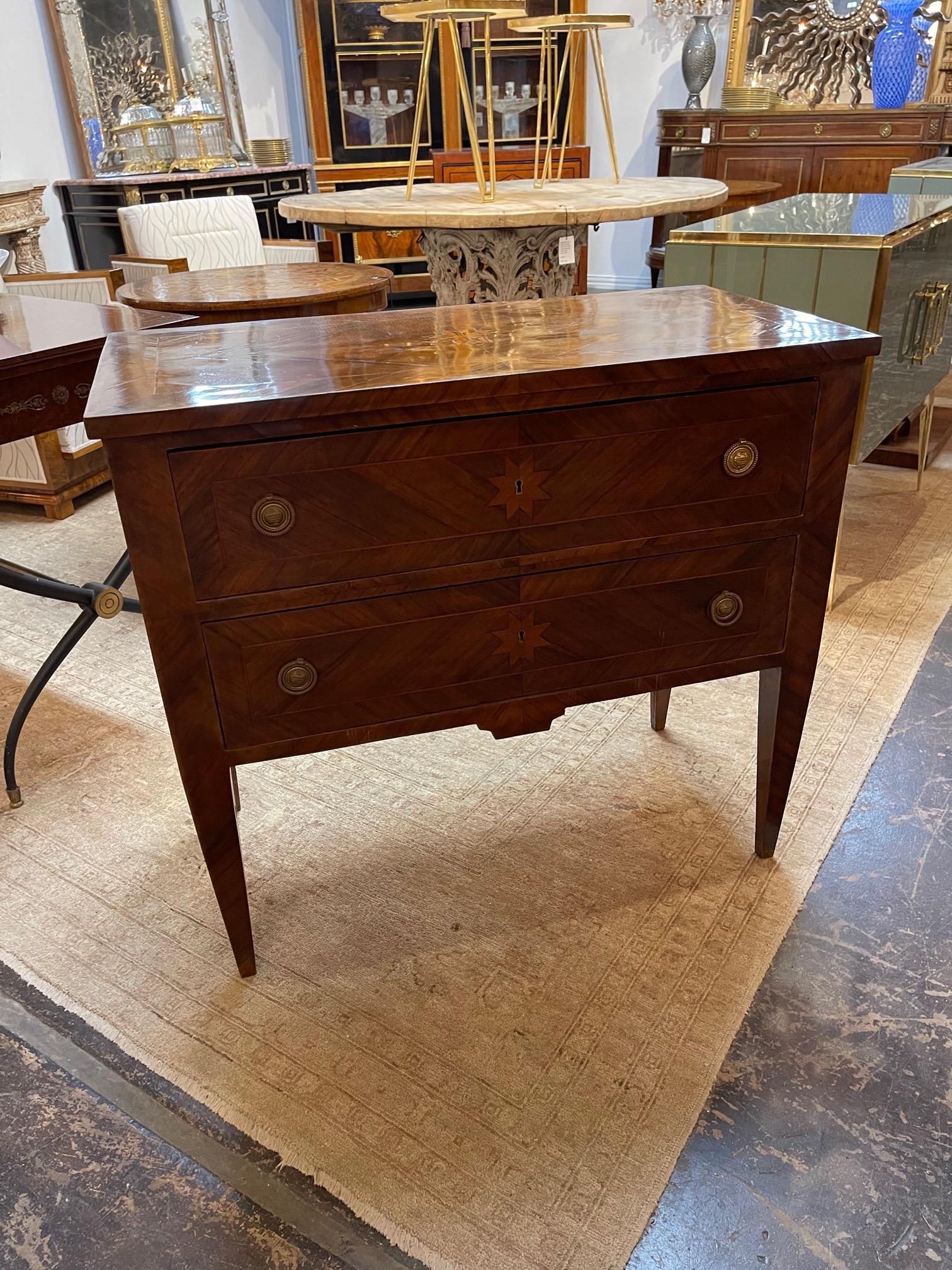 18th Century Neoclassical Inlaid Walnut 2-Drawer Chest 1