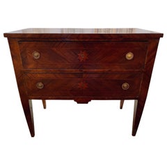 18th Century Neoclassical Inlaid Walnut 2-Drawer Chest