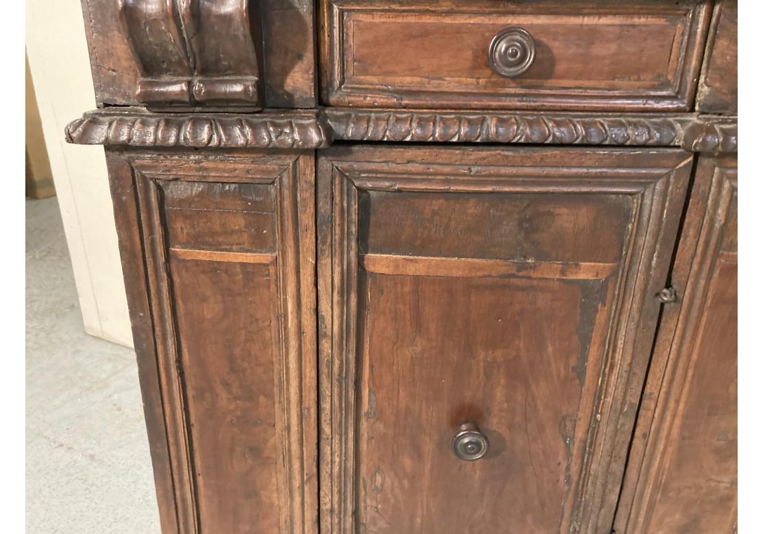 18th Century Neo Renaissance Tuscan Walnut Hall Cabinet In Distressed Condition For Sale In Bridgeport, CT