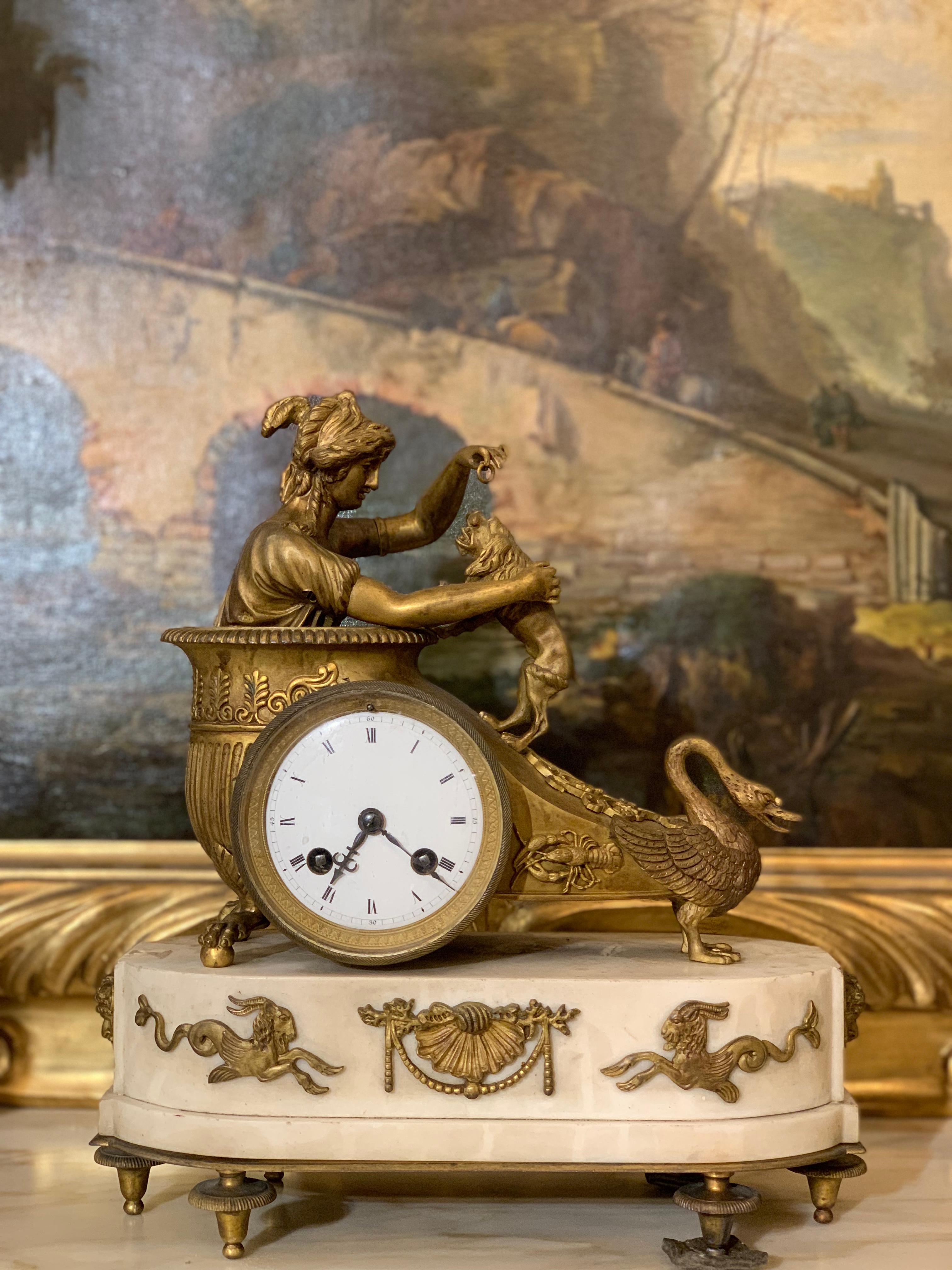 Neoclassical Revival 18th CENTURY NEOCLASSIC CLOCK WITH CHARIOT For Sale