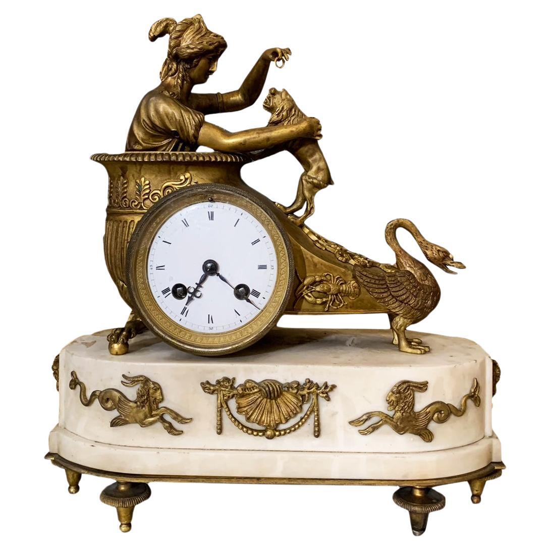 18th CENTURY NEOCLASSIC CLOCK WITH CHARIOT For Sale