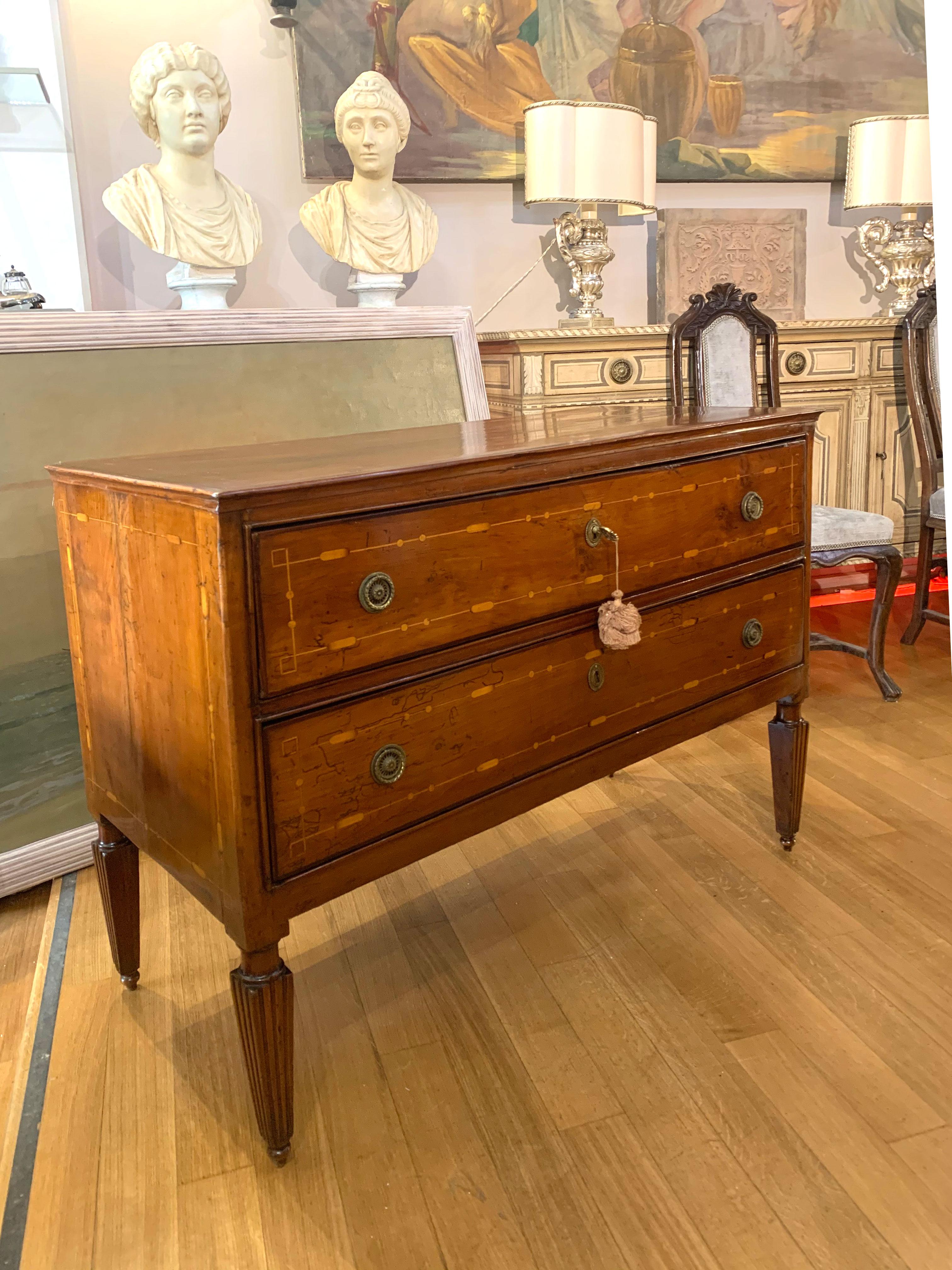 Louis XVI 18th Century Neoclassic Tuscany Chest of Drawers