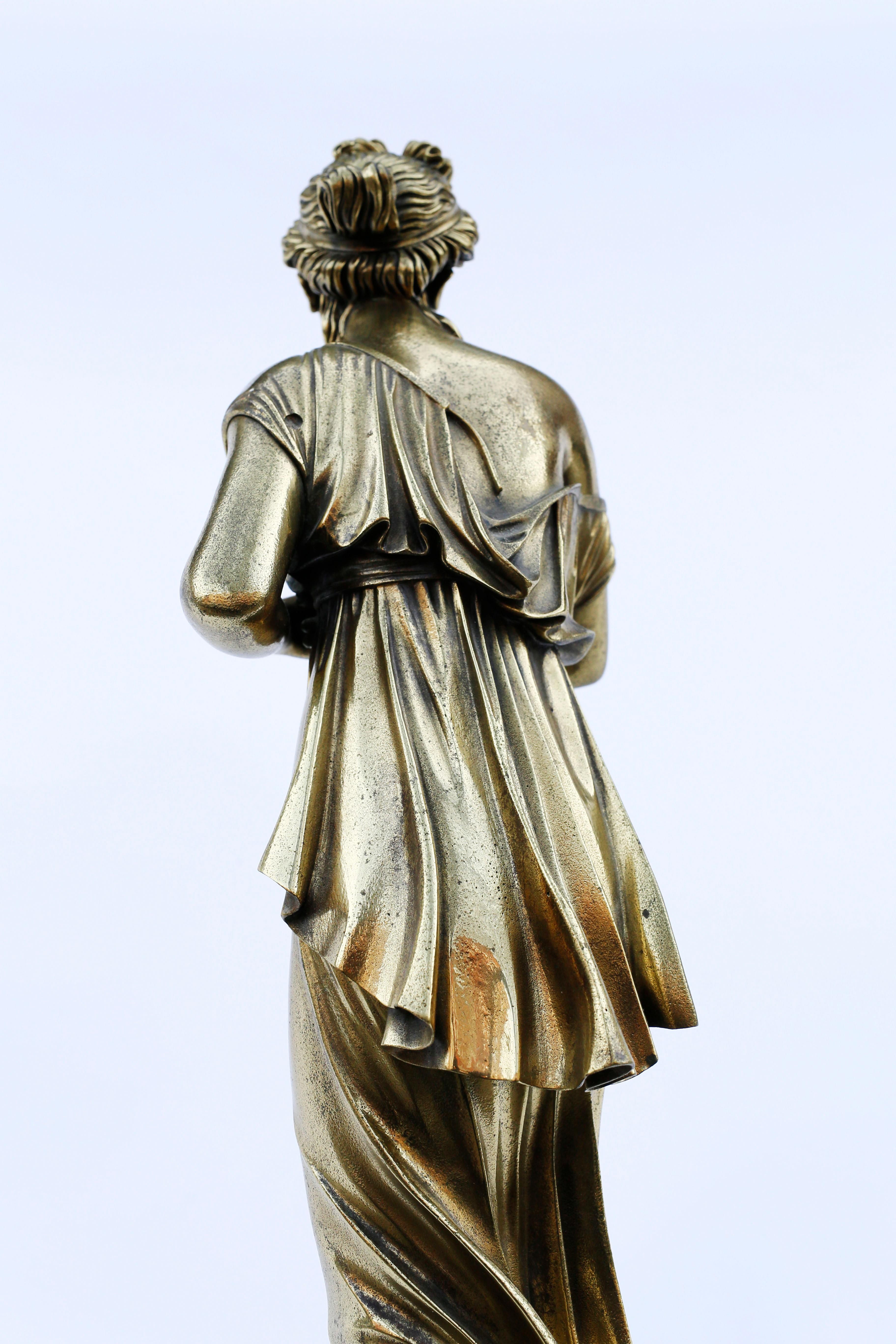 Gilt 18th Century Neoclassical Bronze Doré Sculpture of Woman For Sale