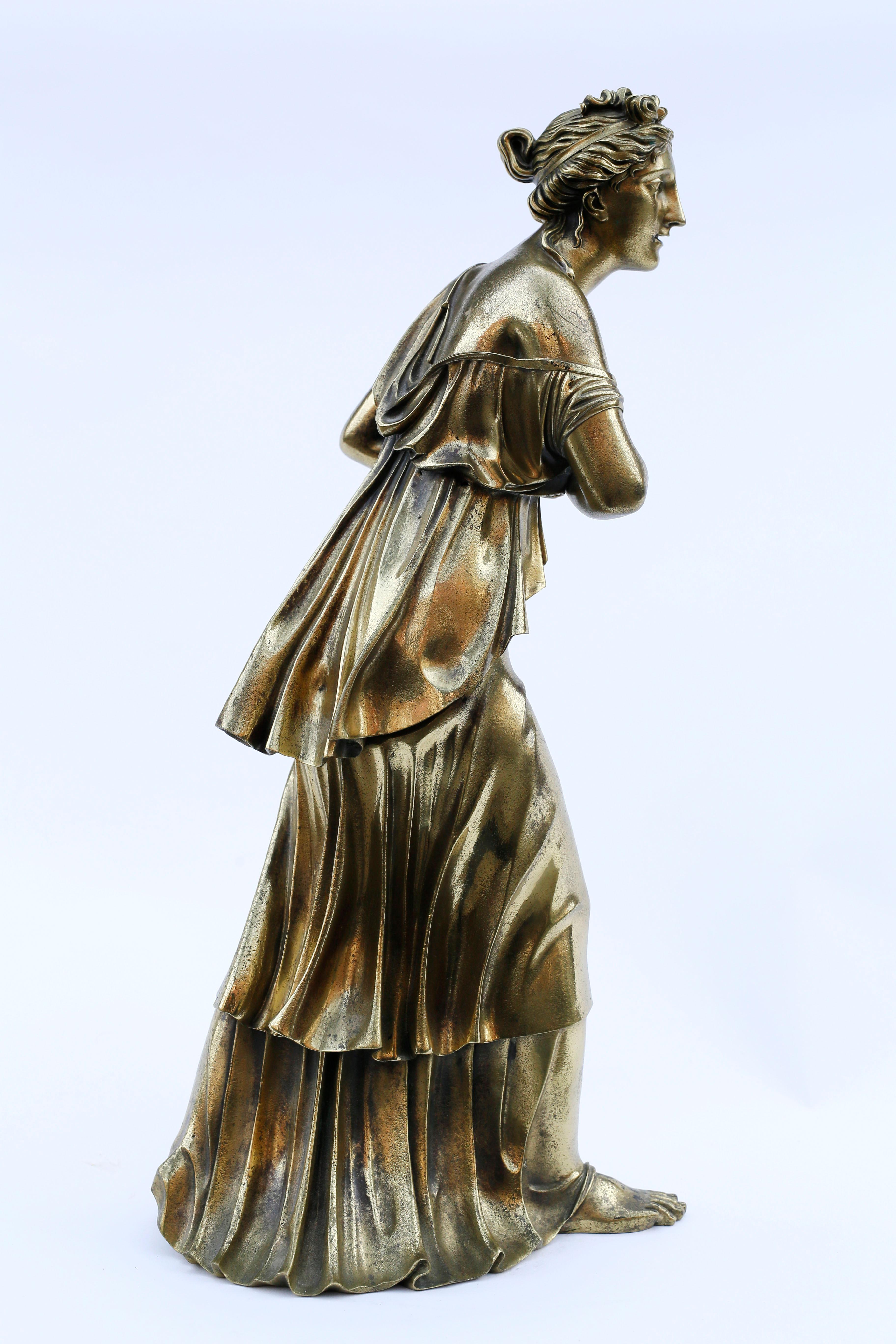 18th Century Neoclassical Bronze Doré Sculpture of Woman For Sale 2