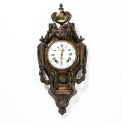 Orologio da parete in bronzo e ottone lucido del XVIII secolo con suoneria di A. Caron