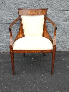 18th Century Neoclassical Dutch Marquetry And Upholstered Armchair