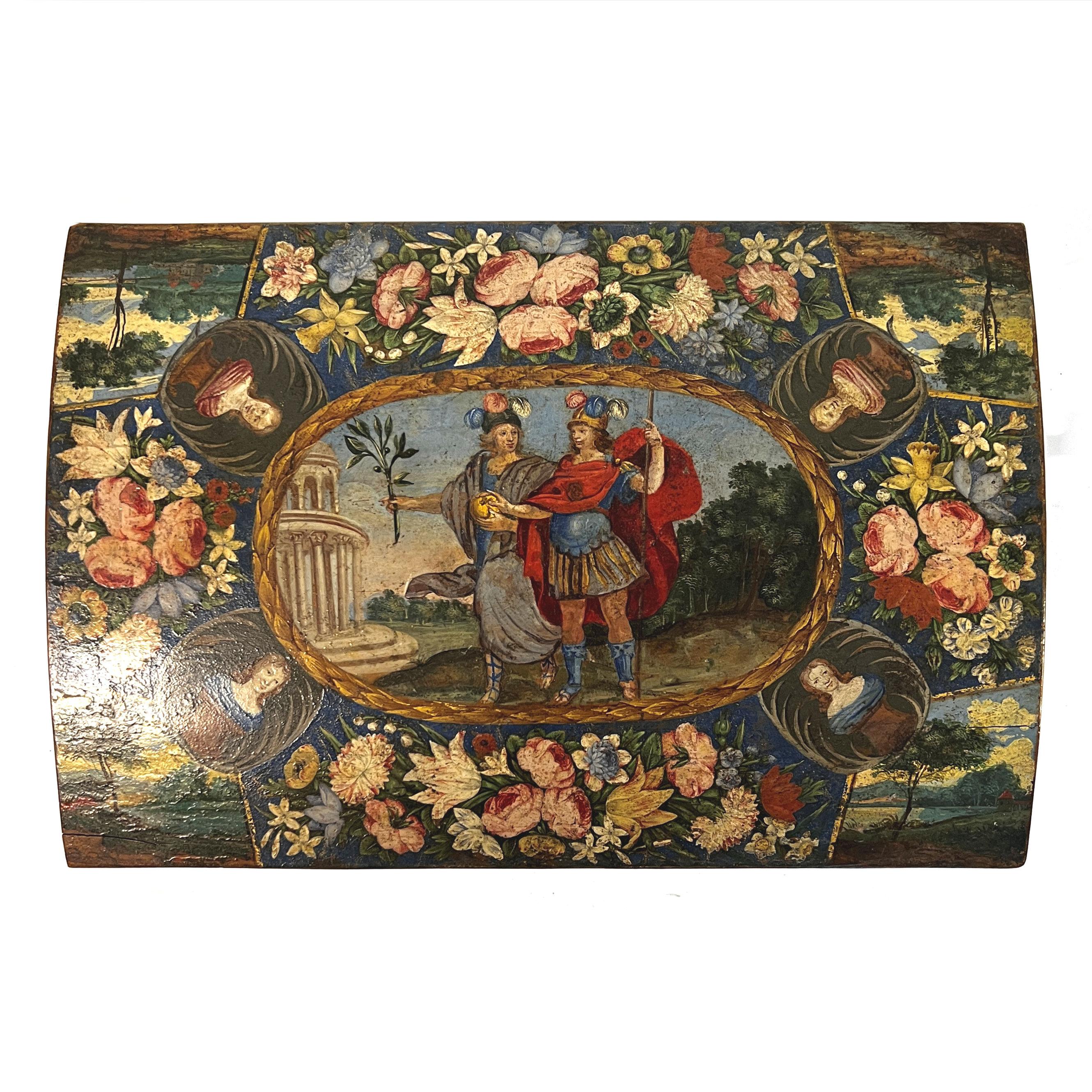 Neoclassical Louis XIV Period Polychrome-Painted Casket Writing Box