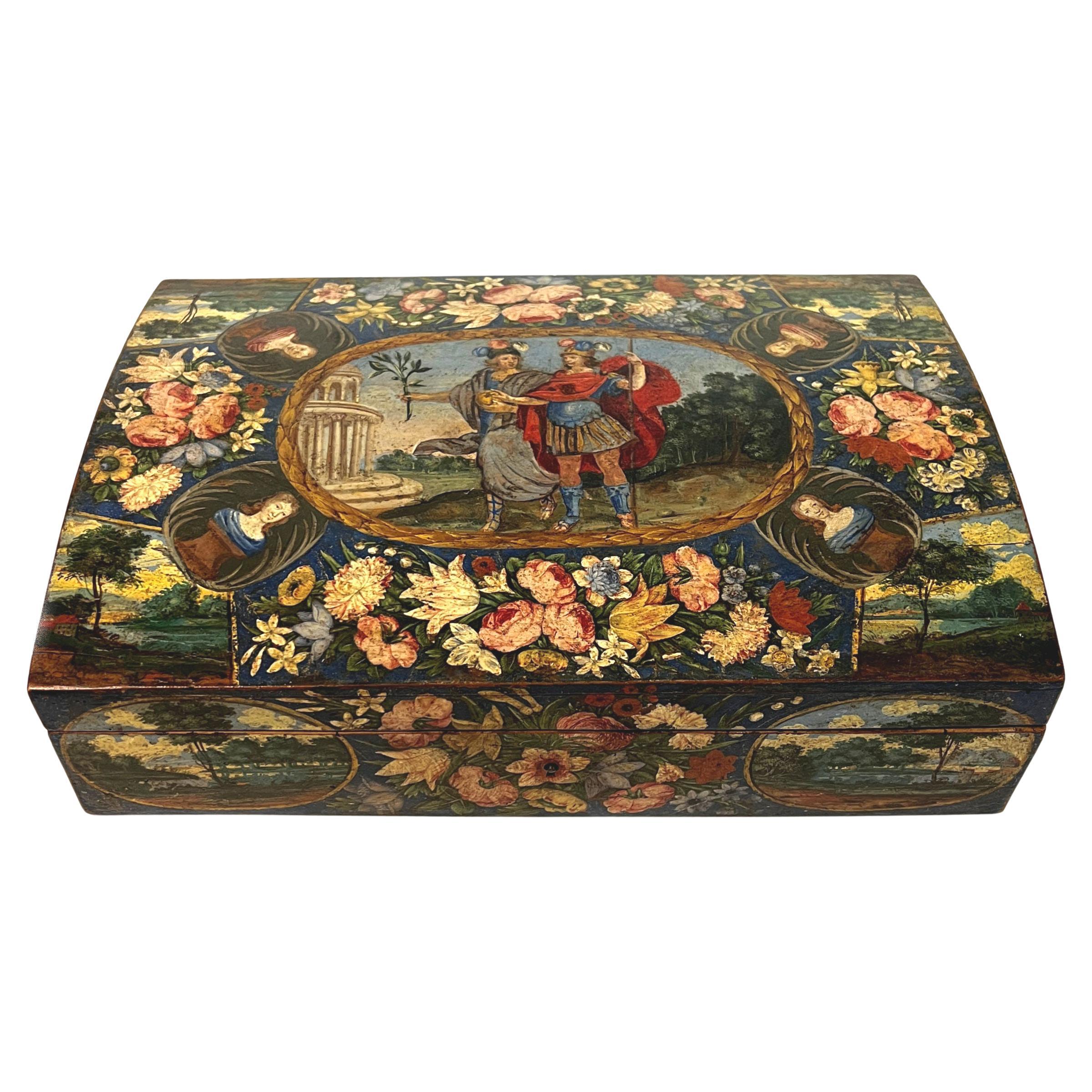 Louis XIV Period Polychrome-Painted Casket Writing Box