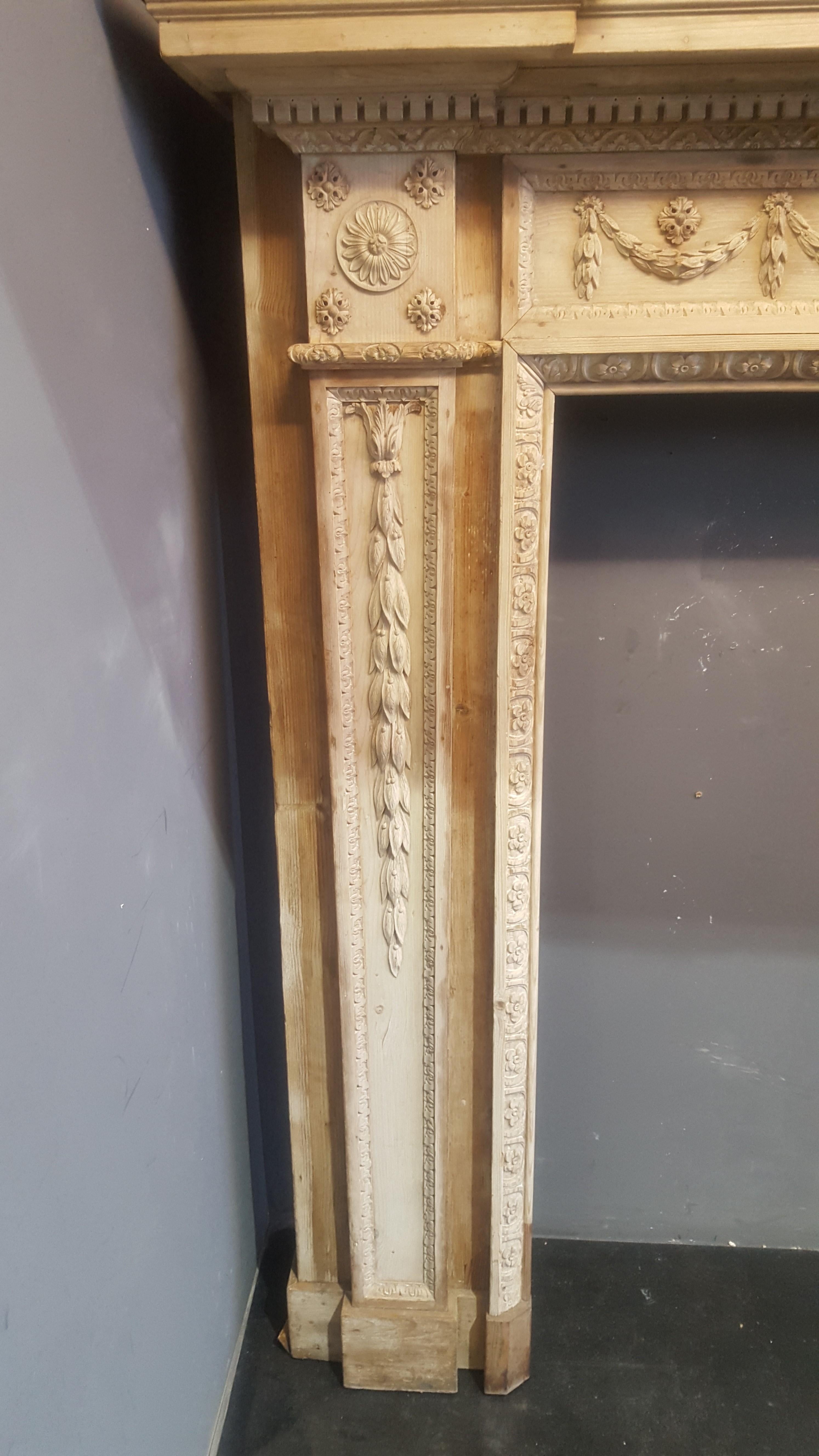 English 18th Century Neoclassical Pine Mantel For Sale