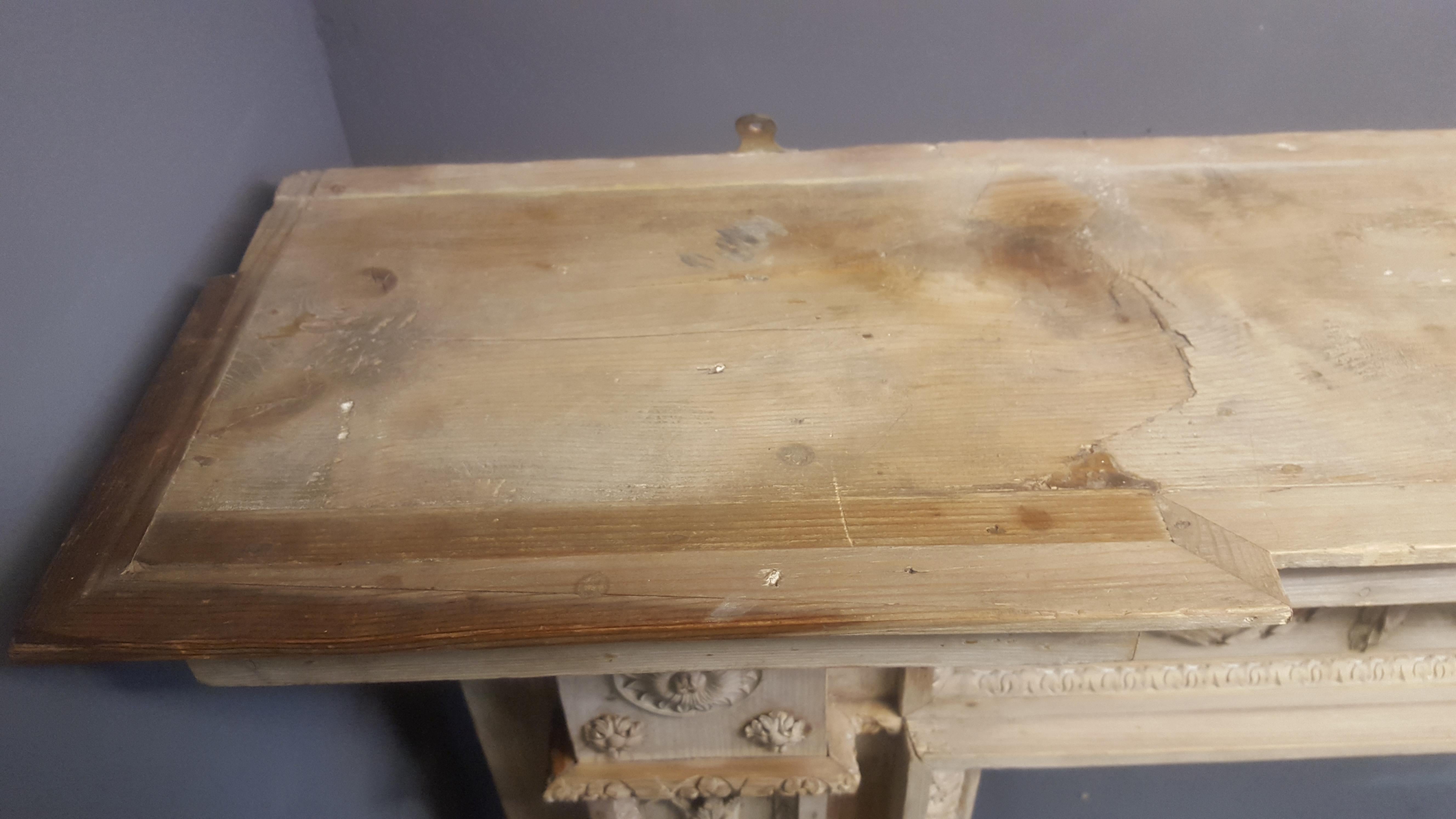 Carved 18th Century Neoclassical Pine Mantel For Sale