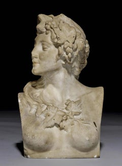 18th Century Neoclassical Sculpture Italian Marble Sculpture Bust of Flora
