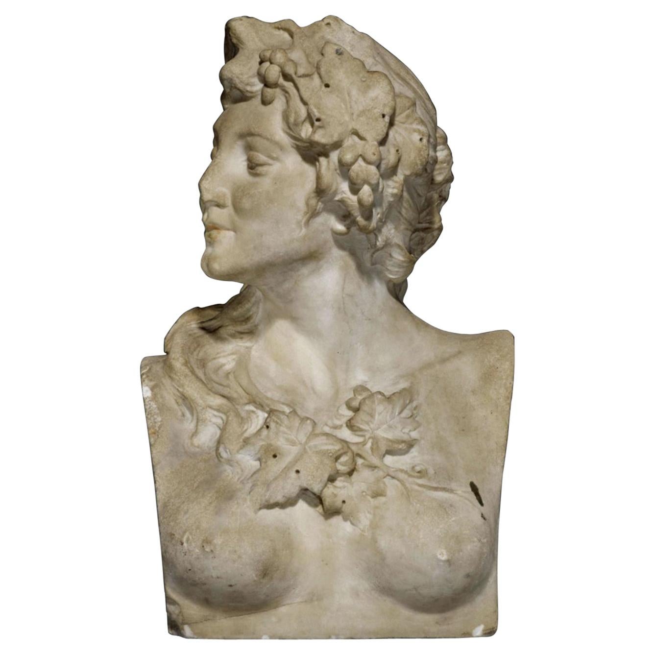18th Century Neoclassical Sculpture Italian Marble Sculpture Bust of Flora For Sale