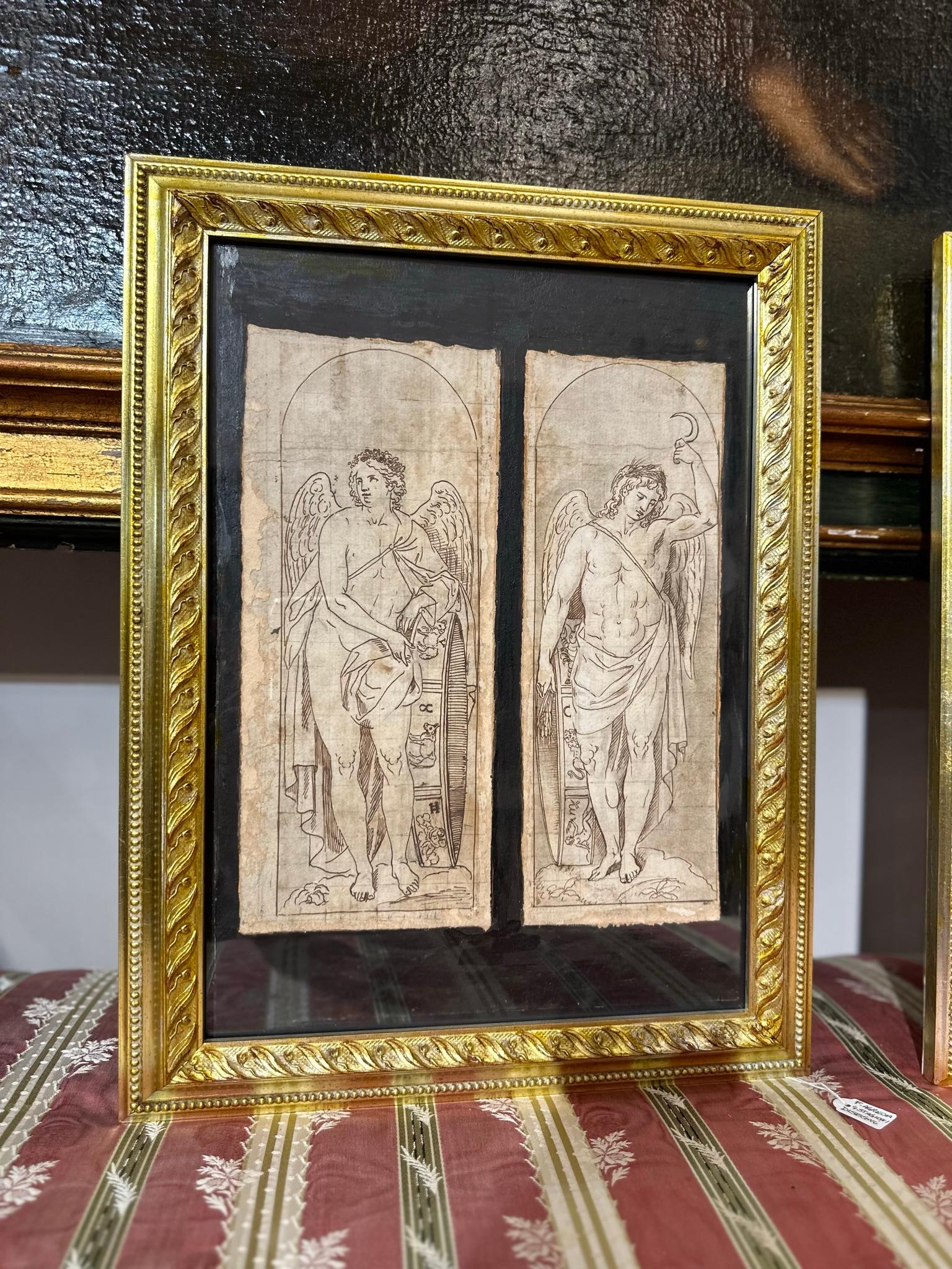 Refined neoclassical style drawings depicting the allegory of the four seasons. The drawings must have been sinopias for paintings or frescoes. The drawings were made on paper using ink, white lead and watercolour. The manufacture is Neapolitan,