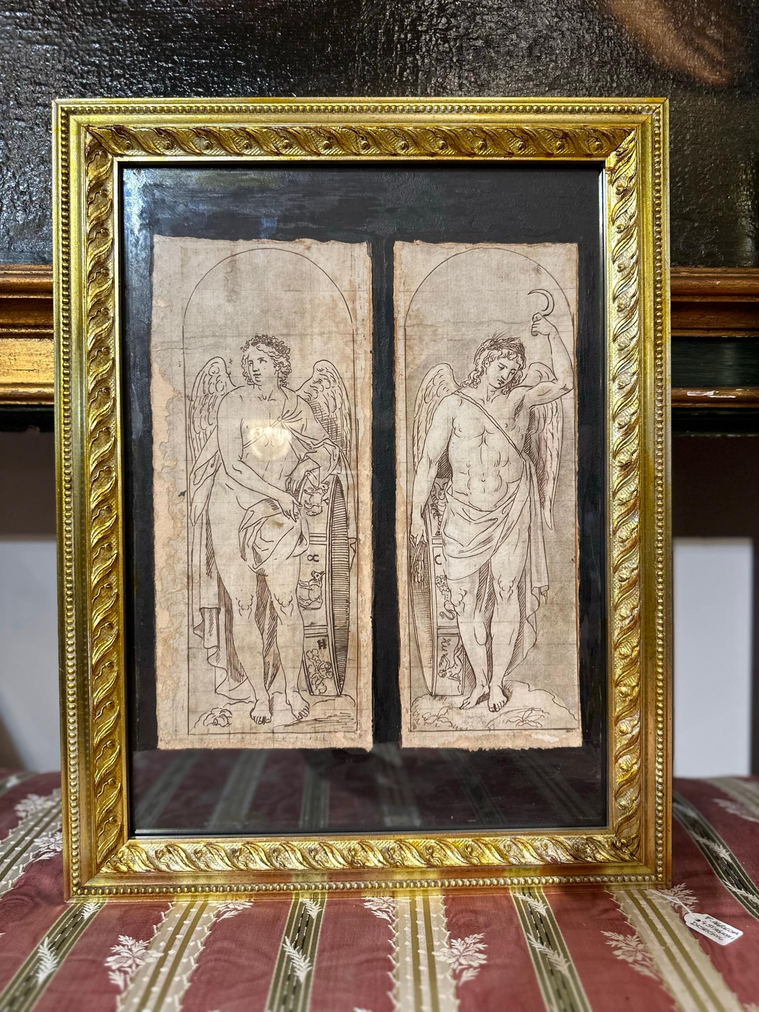 Neoclassical Revival 18th Century neoclassical sketches with seasons allegory For Sale