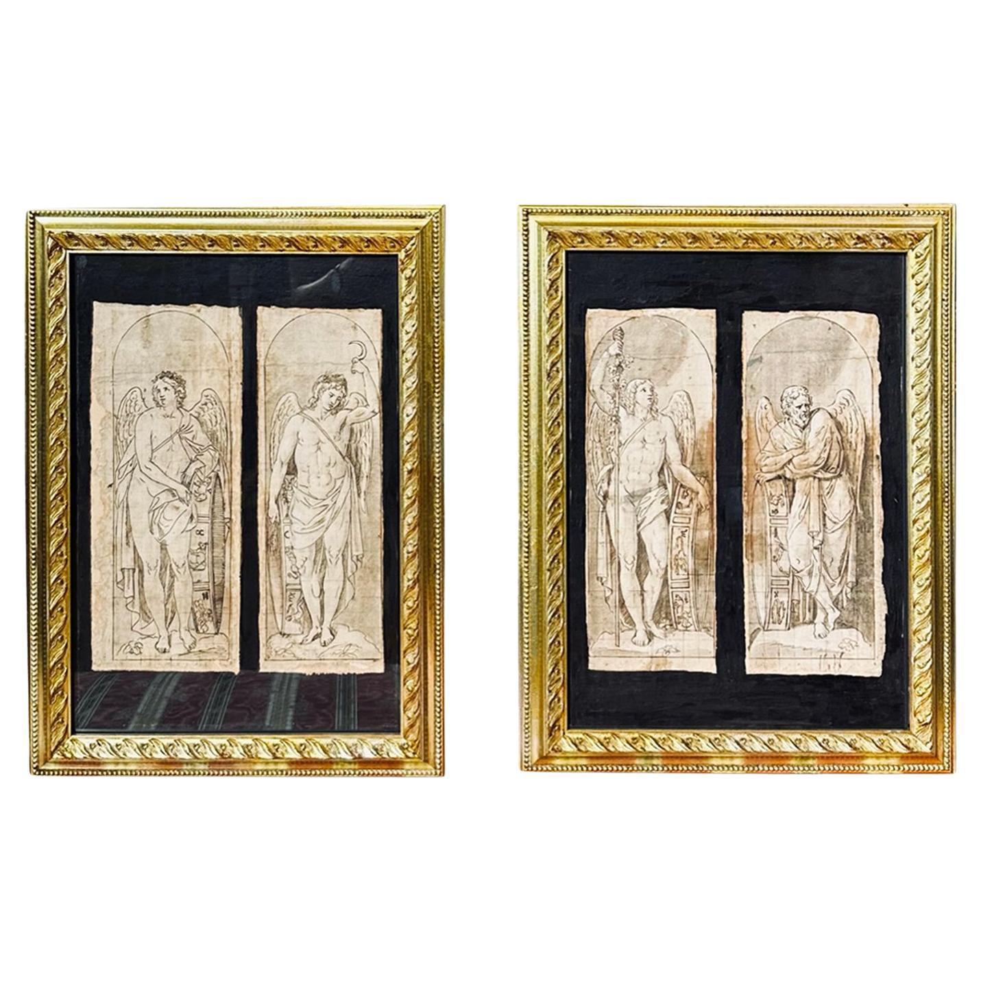 18th Century neoclassical sketches with seasons allegory For Sale