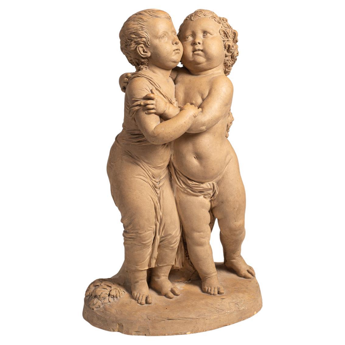 18th Century Neoclassical Terracotta Embracing Putti Valentin Sonnenschein
