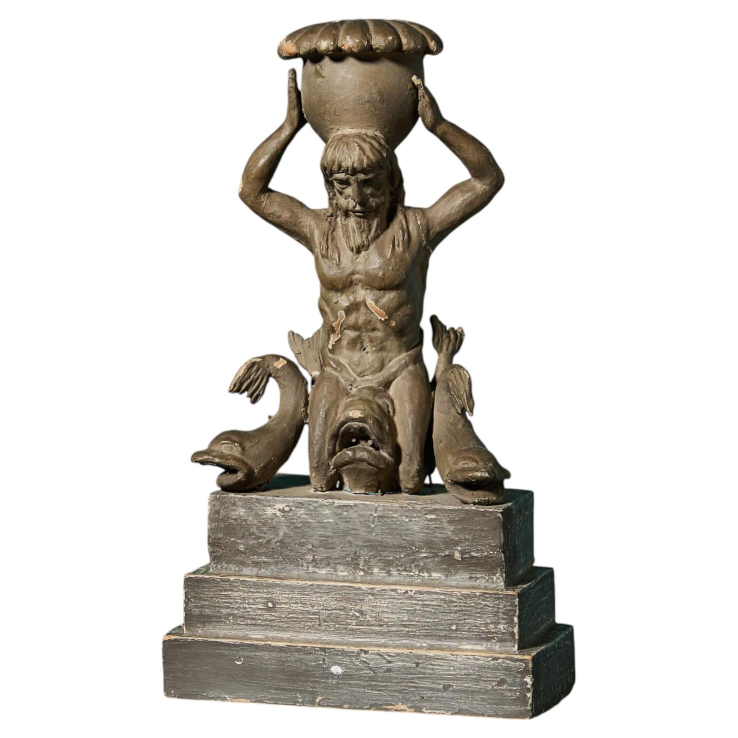 18th Century Neoclassical Wooden Merman Sculpture For Sale