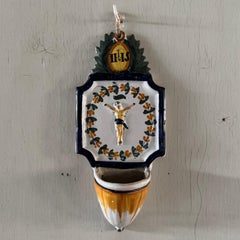 18th century Nevers faience holy water font