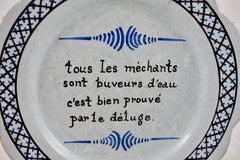 18th Century Nevers French Revolution Parlante Motto Tin-Glazed Faïence Dish
