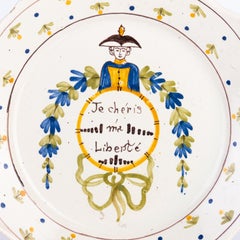 18th Century Nevers French Revolution Polychrome Tin-Glazed Faience Plate