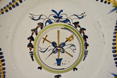 18th Century Nevers French Revolution Tin-Glazed Faïence Dish Les Trois Domaines