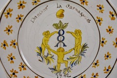 18th Century Nevers French Revolution Tin-Glazed Faïence Dish, La Carmagnolles