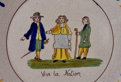 18th Century Nevers French Revolution Tin-Glazed Faïence Dish, Vive La Nation