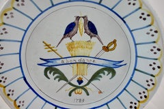 18th Century Nevers French Revolution Tin-Glazed Faïence Dish, Abondance