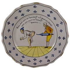 plat à faïence en étain du XVIIIe siècle:: Nevers:: Révolution française:: é Lavement
