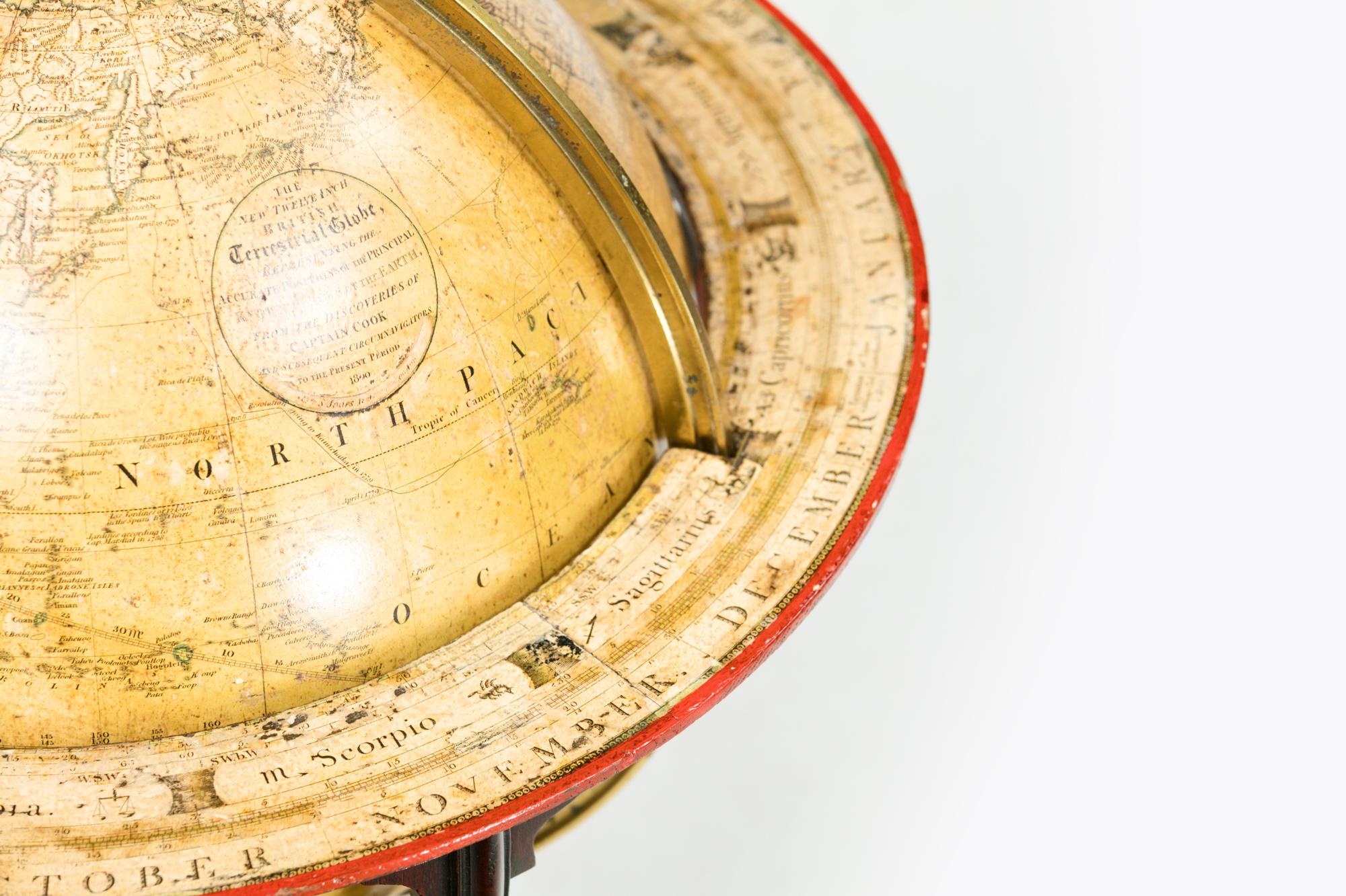 Anglais Globe terrestre britannique du 18e siècle par W&S Jones, daté de 1800 en vente