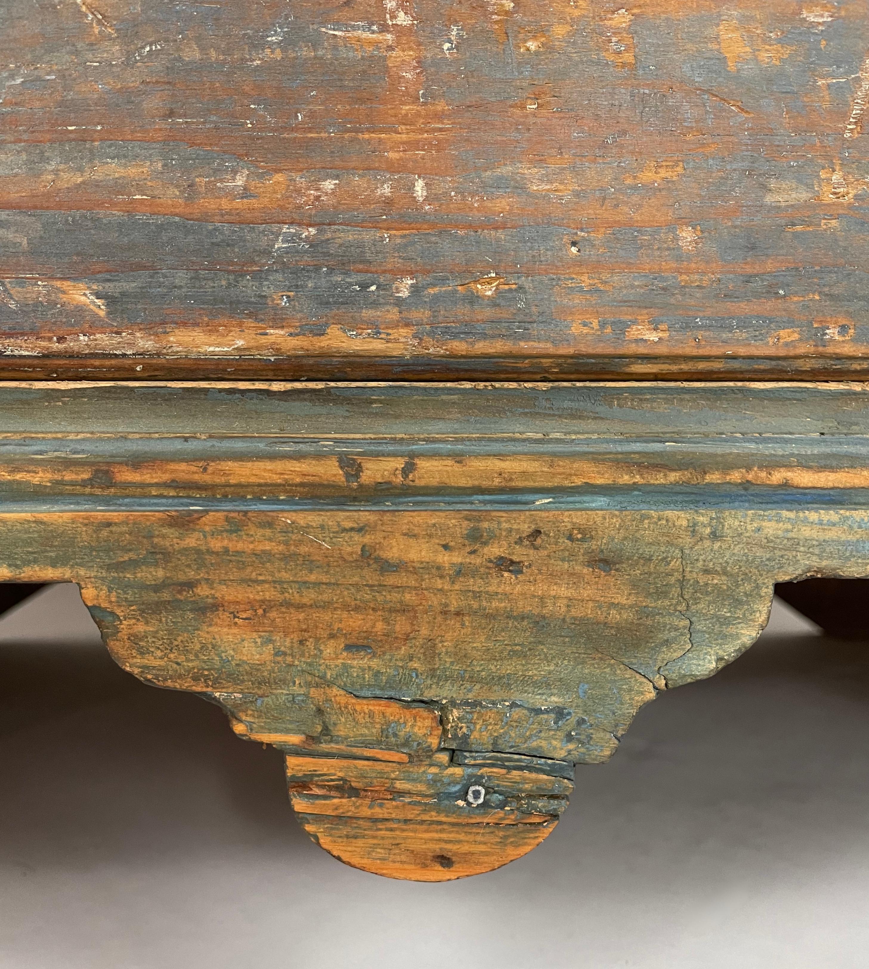 18th Century New England Blue Painted Pine Chest of Drawers 7