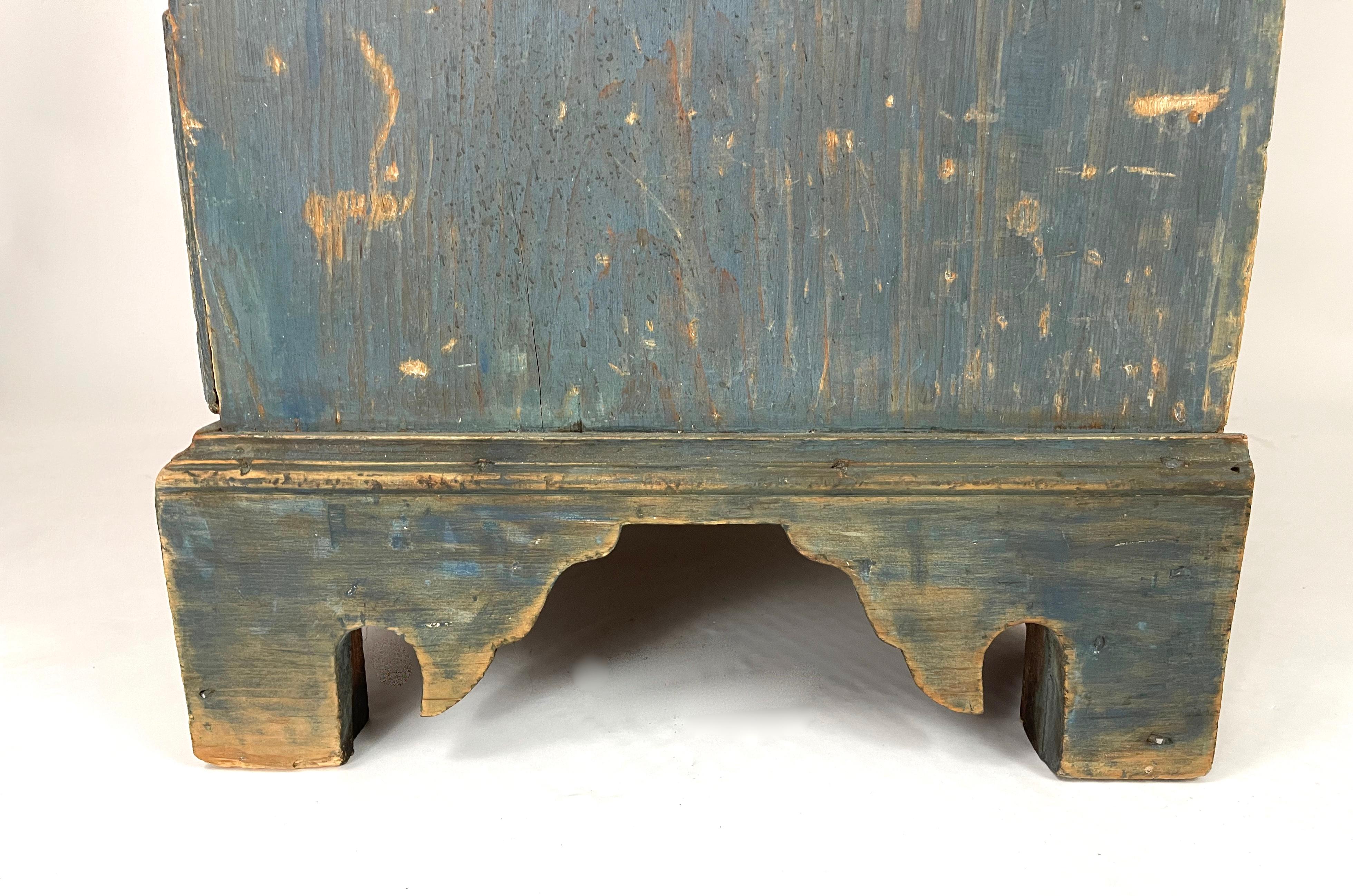 18th Century New England Blue Painted Pine Chest of Drawers 9